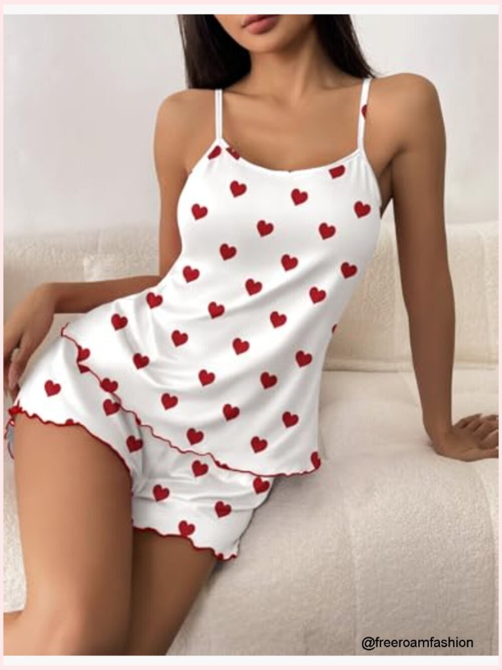 Soft Cami Pajama Set with Adjustable Tank Top and Elastic Shorts - Picture 4 of 5